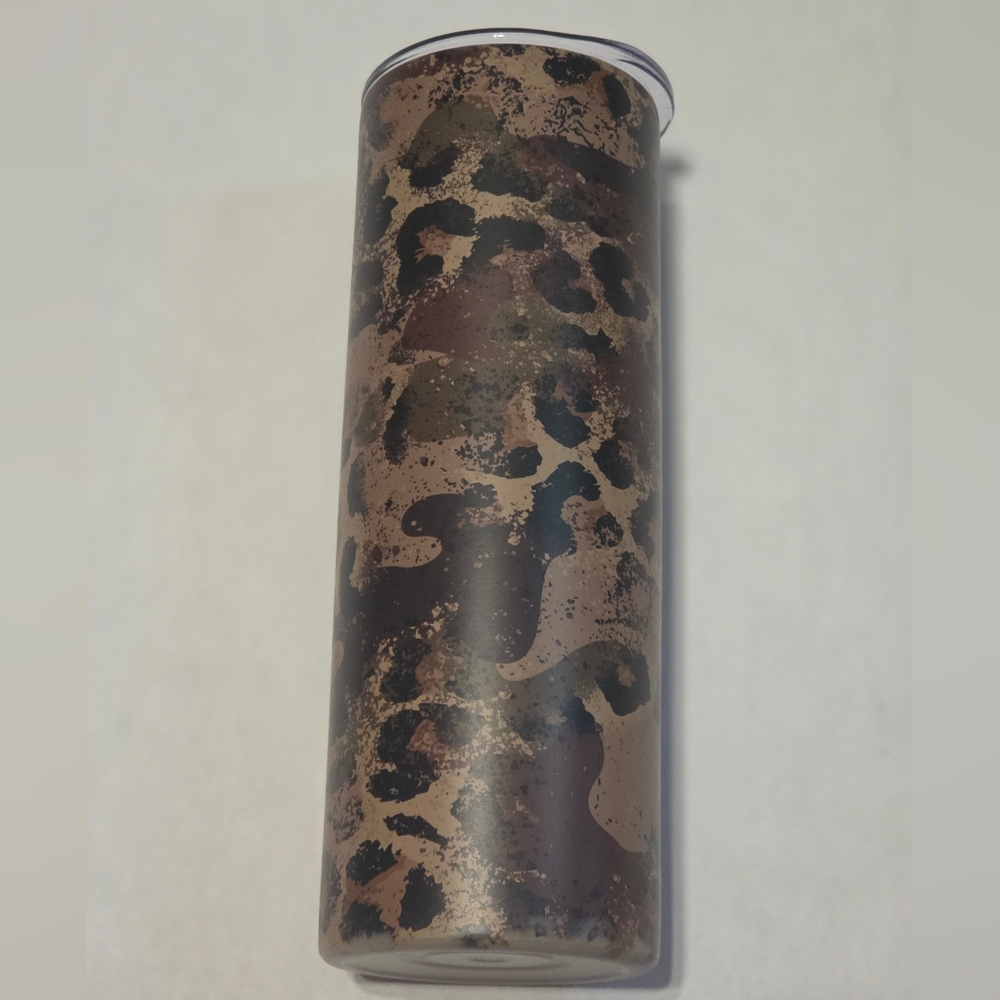 20oz Leopard Print Tumbler - Brown and Black